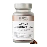 Biocyte Attiva Abbronzatura Forte - Integratore Solare Betacarotene Naturale, Vitamina E, Rame - Preparatore e Acceleratore Abbronzatura Uniforme e Luminosa - Vegano - 60 Capsule 2 Mesi