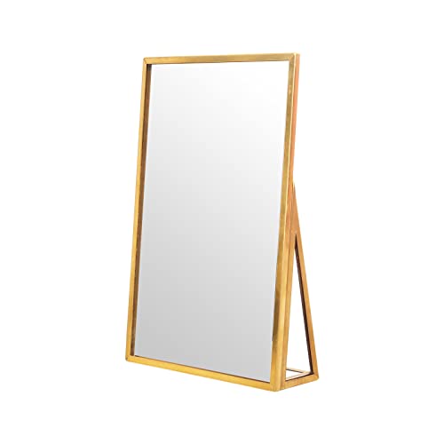 Espejo de maquillaje rectangular para tocador dorado miniatura 1