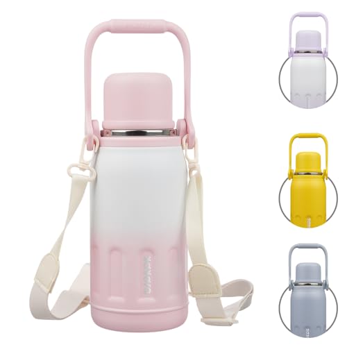 Image of BJPKPK Stainless Steel Insulated Bottle with Handle & Strap, 27oz