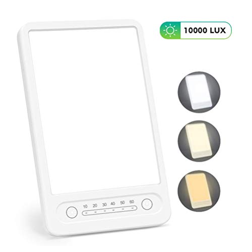 Therapielampe 10000 Lux LED-Tageslichtlampe 3 Helle Farben Und 3 Helligkeitsstufen Dimmende Sonnenlichtlampe mit Touch-Timing für Das Büro