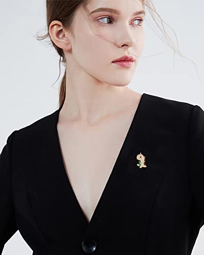 Image of Cute Dinosaur Sparkly CZ Brooches Pins Delicate Luxury Cartoon Animal Brooch Classic for Party Dance Banquet for Women Ladies Girls Dainty Elegant Beautiful Lapel Pins Scarf Clips Collar Neck Tie Dress Suit Shirt Ceremony Clothes Accessories Jewelry Mother's Day Valentine's Day Decor Christmas Birthday Daughter Gifts