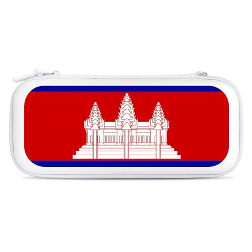 Cambodia Cambodian Flag Compatible with Switch Carrying Case Hard Travel Game Bag Pouch with 15 Games Accessories White-style