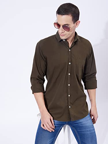 Image of Ben Martin Men's Cotton Regular Collar Shirt with Chest Pocket || Classic Collar, Slim Fit, Casual & Formal Wear || Soft & Breathable Fabric || Full Sleeve Shirt for Men