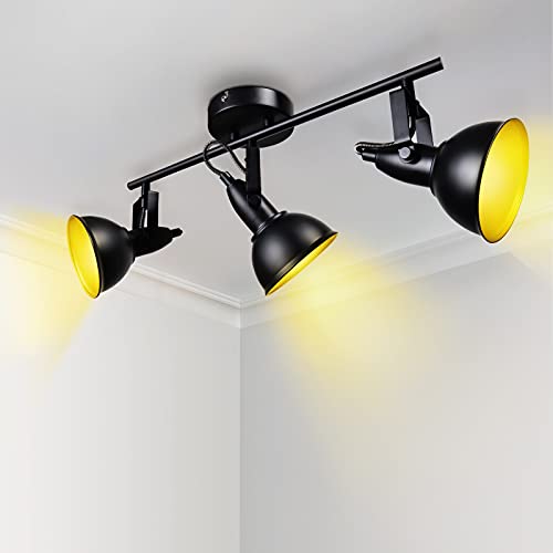 HiBay 4-Light Track Lighting Fixtures Ceiling, Farmhouse Track Light Black, Flexible Spotlight for Kitchen Bedroom Living Room Dining Room, E12 Base, Bulbs Included Bulbs Included 4-Light