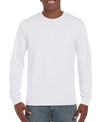 Gildan Herren T-Shirt Hammer, Schwere Qualität, langärmlig (3XL) (Weiß)