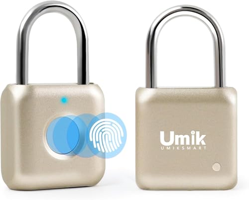 Image of Fingerprint Padlock, Keyless Biometric Lock, Water-Resistant, USB Rechargeable Smart Lock for Bookcases, Bikes, Sports Lockers, Storage, Blue
