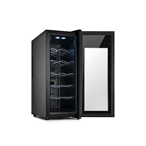 Adega Climatizada 127V com 65W Capacidade para 12 garrafas Display Digital e Luz de LED Interna Pret