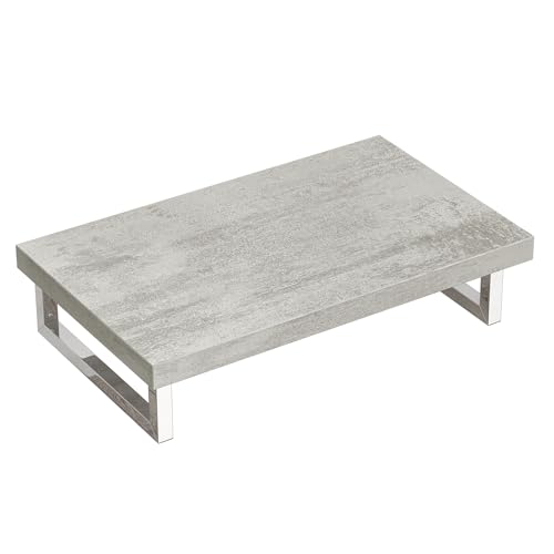 doporro Mensola Sospesa per Lavabo da Appoggio 50x80 cm in Legno Effetto Cemento Chiaro, Consolle da Parete per Bagno con Staffe, Mobile da Bagno Design Industriale Platte02