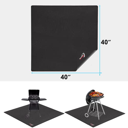 DocSafe 40 Square Under Grill Mat, Fireproof Mat 4 Layers Pad Protect for Deck Patio Grass Outdoor Wood Burning Fire Pit and BBQ Smoker,Portable Reusable and Waterproof,Black