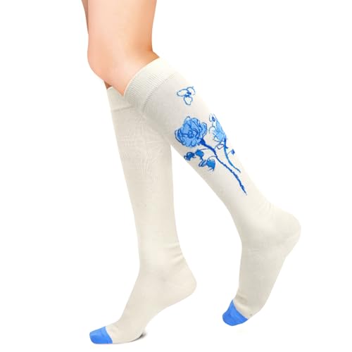 Image of Benefeet Womens Knee High Striped Checkered High Knee Socks Cotton Long Sports Tube Socks