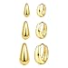 3Pairs Gold Hoop Earrings Set for Women Trendy Chunky Huggie Dainty Earring Jewelry for Women Teens (Gold - 3 Pairs)