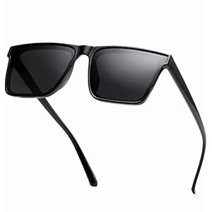 Black Jones Retro Trendy Rectangle Sunglasses For Men Vintage 90’s Square Shades Thick Frame Sunglasses