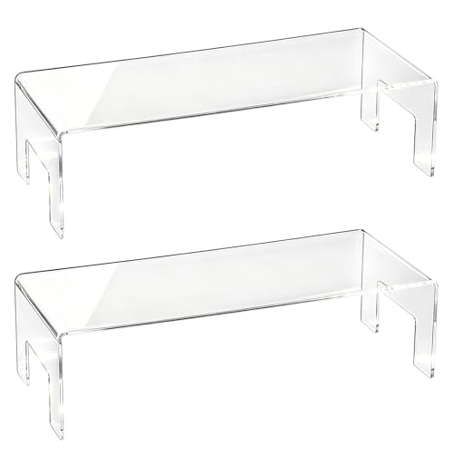 Frcctre 2 Pack Acrylic Display Risers, 12' Lx5 Wx3.3 H Clear 5mm Thick Small Display Risers Stand...