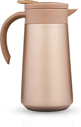 BOHORIA® Verseuse Thermos | Bouteille Thermos | Verseuse pour Café, Thé & Eau | Acier Inoxydable | Fermeture à Embout Rapide | 0,8 Litres (Or)