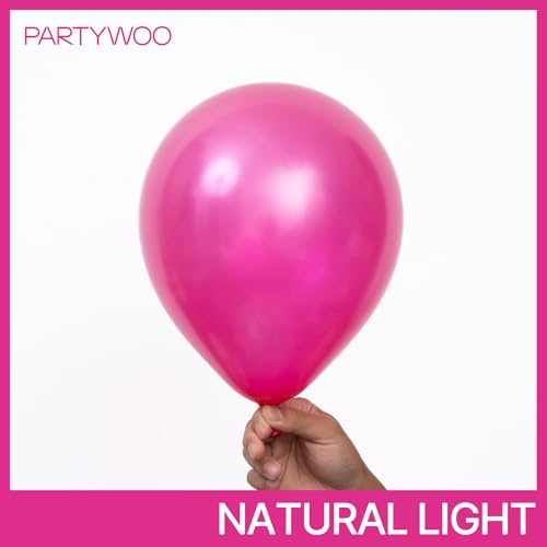 Image of PartyWoo Pearl Hot Pink Balloons 140pcs Different Sizes of 18 12 10 5 Inch Magenta Fuchsia Dark Pink Balloon Arch Kit Garland for Bridal Baby Shower Princess Birthday 1950s Party Decorations Pink-Z38