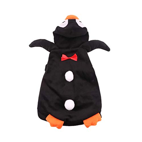 Pet Cosplay Costume, Halloween Penguin Cosplay Clothes, Pet Costume for Small/Medium/Large Dogs Cats, Pet Warm Jacket, Halloween Pet Dress Up Clothing, Cute Pet Coat for Festival Decoration (M, Black)