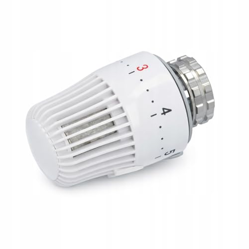 Cabezal de termostato M30 x 1,5 – Sensor de líquido con protección contra heladas – Regulador de radiador blanco – Montaje sin herramientas – Para válvulas estándar