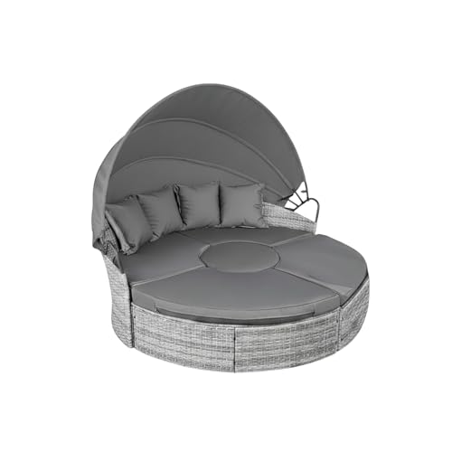 Garden Winds Reinforced RipLock 350 Replacement Canopy Top Cover Compatible with Best Choice Products Outdoor Patio Wicker Daybed Models SKY5389, SKY5815, SKY5816, SKY5817, SKY6139 - Slate Gray