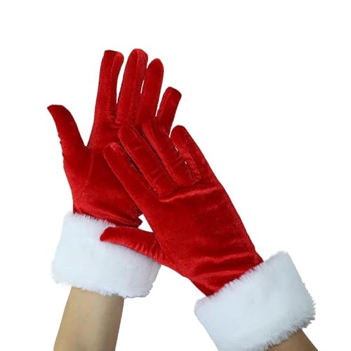 Comioke Guantes de Papá Noel, Guantes de Navidad, Guantes de Papá Noel, 1 par de accesorios de disfraz de Santa Claus, guantes cortos de Papá Noel, guantes cortos de Navidad, rojo -2