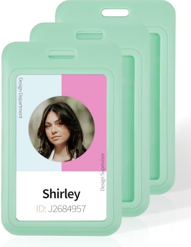Uniclife Sliding ID Ausweishülle Grüner Vertikale Hartplastik-Etui mit klarem Fenster Grüner Karte Schutzhülle für Büro Schule ID Kredit-Karten Proximity Key Cards Führerscheine und Pässe,3er Pack