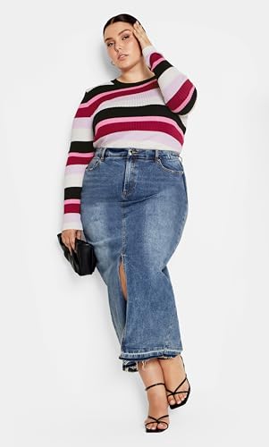 City Chic CCX Women's Plus Size Sweater - 70's Stripe4