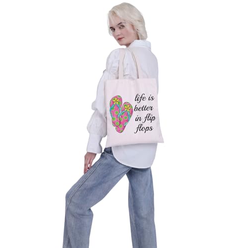 Bolsa Tote VAMSII Life is Better in Flip Flops para mujer miniatura 5