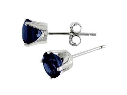 1 Carat Total Weight Natural Round Sapphire Stud Earrings Set in 14k White Gold3