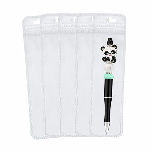 Image of 100 Pcs Transparent Pen Packaging Bags Resealable Beadable Pen Packaging Pouch Bag for Pens, Clear Zipper Smell Proof Storage Bags for Packaging Lipgloss, Jewelry, Cosmetic, Candy, 2.4x9 inch