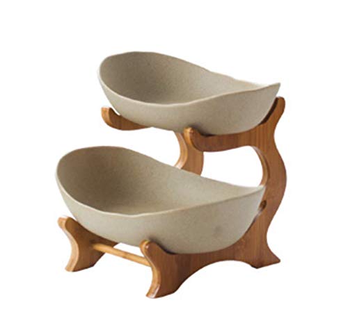 JHNEA Obstkorb früChtekorb Etagere, Creative Arbeitsplatte Keramik Obst Etagere Etageren mit Obstschalen Herzstück für für Mehr Vitamine in Ihrem Alltag,2 Tier_18x18.5x12cm/7x7x5inch Cover