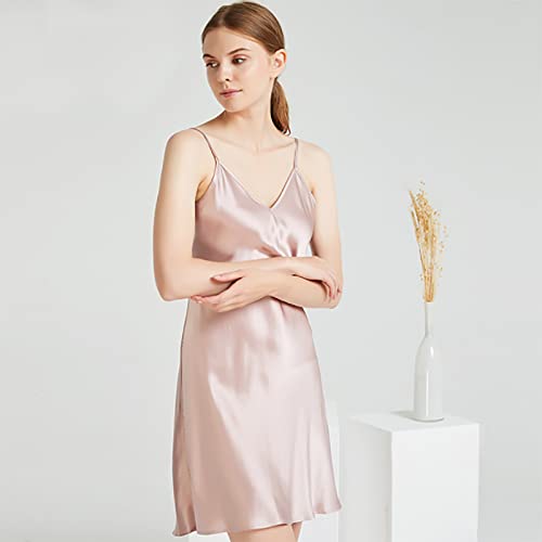 ZYXYYDS Damen-Pyjama-Set, Seide, V-Ausschnitt, Hosenträger, weiches Nachthemd, zweiteilig, Pyjama, Heimservice-Set (Rosa X) Cover