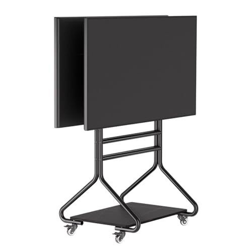 Rolling Heavy-Duty Tv Stand, Height Adjustment Dual Screen Monitor with Storage Rack, Viewing Angle Tv Hanger with Wheels, for Teaching Conference Flat Curved