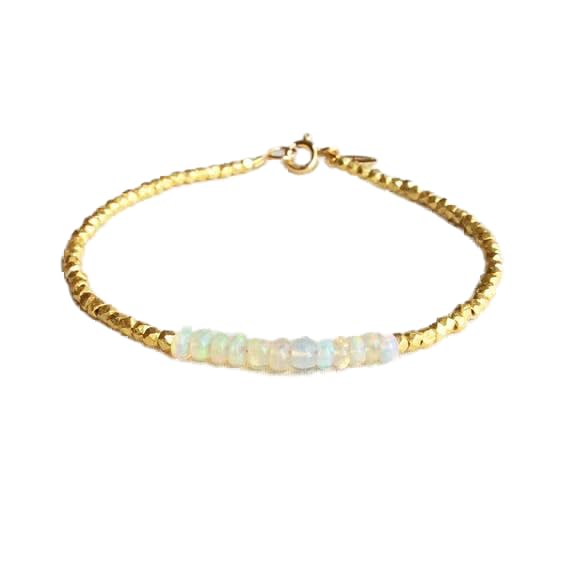 Bracelet en opale véritable d'Éthiopie 3mm et finitions dorées de prestige LCBR-2782