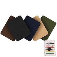WOLMIK 5 Stück Flicken zum Aufbügeln mit Nähset, Stoff-Reparaturflicken Bügelflicken zum Aufbügeln für Kleidung Reparaturflicken zum Aufbügeln für Kleidung Jeans (Schwarz, Braun, Grün, Navy, Beige)