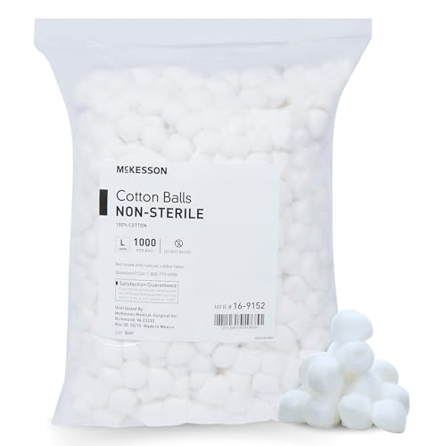 McKesson Cotton Balls [1000 Count] Bulk 100% Pure Cotton Balls for Face Nail Polish Remover Makeup Large Jumbo Size
