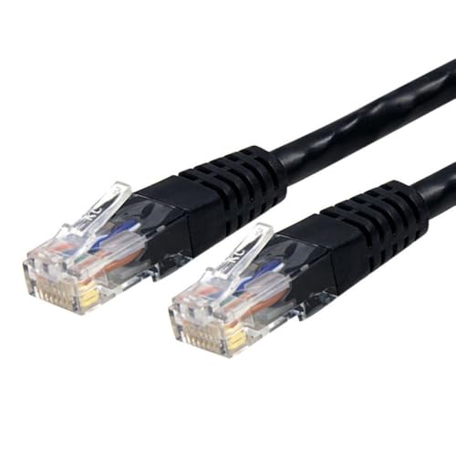 Image of StarTech 35ft CAT6 Ethernet Cable - Black CAT 6 Gigabit Ethernet Wire -250Mhz 100W PoE RJ45 UTP Molded Network Patch Cord with Strain Relief (C6PATCH35BK)