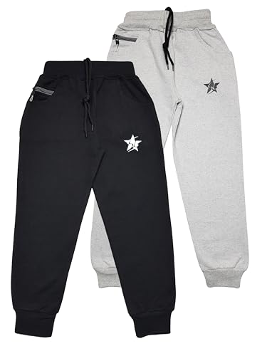 Image of STARLATH Kid's Fit Track Pants,Cotton Lowers and Pajama Joggers for Boys (Pack of 2) (in, Age, 4 Years, 5 Years, Regular) Black Grey