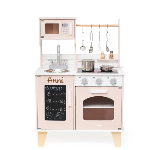 Cuisine pour enfant en bois personnalisable - Cuisine de jeu avec lumière et fonction sonore - Cuisine pour enfants avec accessoires de cuisine de jeu -...