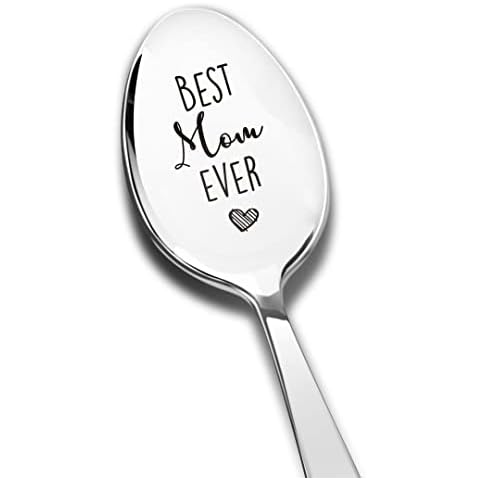 Best Mom ever Spoon Engraved Stainless Steel Funny, Love Quote Gifts for Mom Mother Best Coffee Spoon Gifts for Birthday Christmas Cover