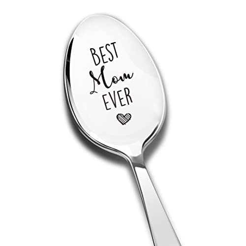 Löffel mit Gravur "Best Mom Ever", Edelstahl, lustig, Liebeszitat, Geschenke für Mutter, beste Kaffeelöffel, Geschenke für Geburtstag, Weihnachten Cover