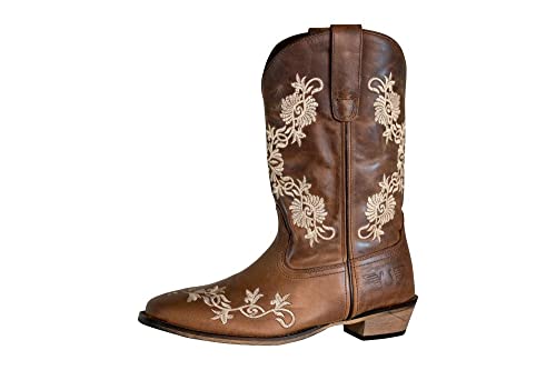 Image of TuffRider Women Mormon Embroidered Leather Square Toe Western Boots