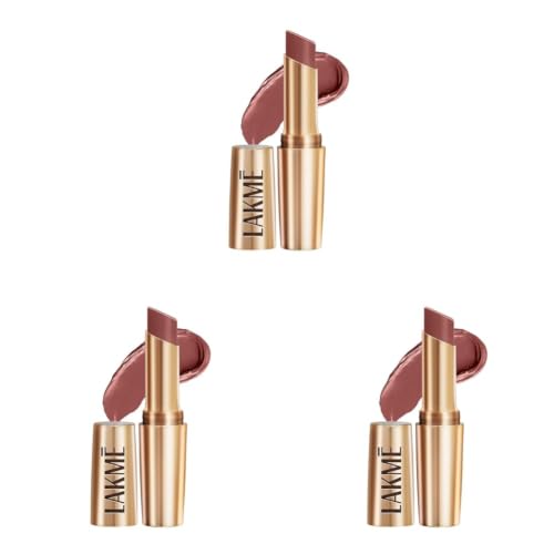 Image of LAKME Powerplay Priming Matte Lipstick, Smooth Matte Finish, Lightweight Lipstick, Smudgeproof, Lasts 16hrs, Hydrates Lips, Coffee Command, 3.6g (Pack of 3)