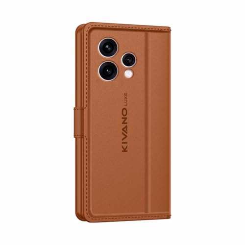 Image of KIVANO LUXE Compatible for Oppo Reno 15 5G Artisanal Leather Wallet Case with Card Holder for Men Women, Magnetic Flip Folio Cover with Stand RFID Blocking Cell