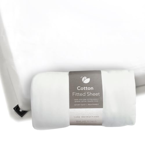 Image of Guava Family Lotus Travel Crib Sheet | Fiited & Breathable | 100% Cotton | 1 Fitted Sheet for Baby with Reinforced Buckle & Velcro Slot | Wrinkle Resistant, Soft, Strechy | Premium Snug Jersey Knit