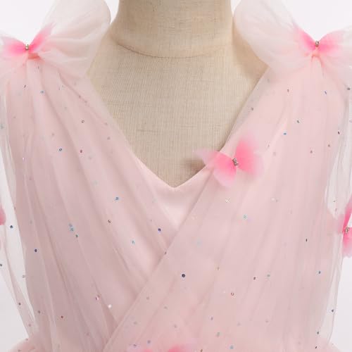 IMEKIS Toddler Kids Girls Butterfly Dress Sparkle Sequins Tulle Wedding Formal Birthday Dresses 2-10T4