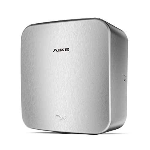 AIKE Heavy Duty Jet Cube High Speed Hand Dryer For Bathroom 110V 1400W, Model AK2800C Brushed Stainless Steel Cover