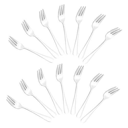 GRIRIW 24pcs Stainless Steel Fork Wear Resistant Convenient Dessert Forks for Cakes Fruits and More Elegant Design for Home Kitchen Restaurant Use