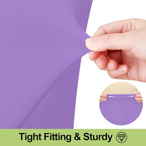 Image of Smiry Spandex Elastic Fitted Table Cloth Skirt for 6FT Rectangle Table | Stretch Washable Table Cloth, Banquet Table Cover for Wedding, Party, Indoor & Trade Shows, (Lavender, 72Lx30Wx30H)
