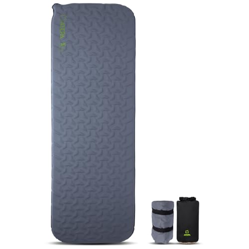 ATEPA Self-Inflating Sleeping Pad, Compact Foam Camping Pad with 3cm High-Resilience 4-Side-Compression Sponge, Lightweight & Portable Mat for Backpacking, Hiking, Camping, Grey