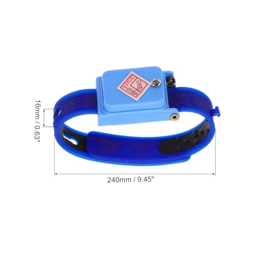 Image of MECCANIXITY Anti Static Wrist Strap, ESD Silicone Adjustable Antistatic Bracelet Cordless for Computer Electronics Repair Sapphire Blue