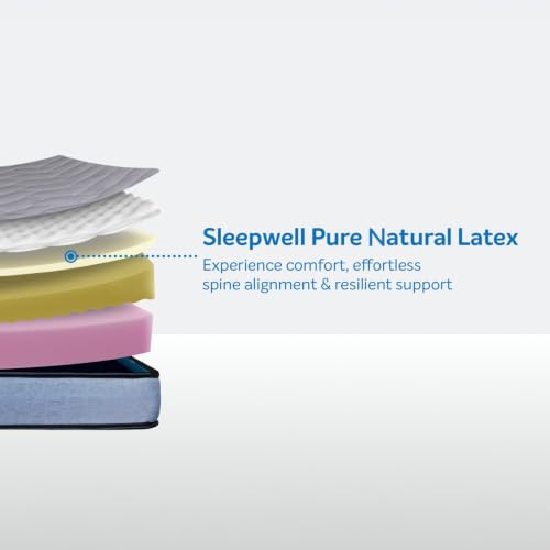 Image of Sleepwell Ortho Pro Latex Mattress | King Size 78x70x6 Inch | 100% Pure Natural Latex Orthopedic Support | Pressure Relief | Cool Yarn Fabric | Neem Fresche Anti-Microbial | 10 Years Warranty